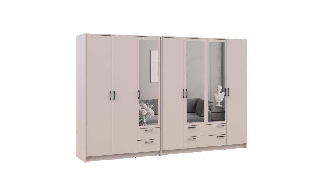Kleiderschrank mit Spiegel Doros Rondi Kaschmir 3+4 Türen 281x52x195 (42005625)