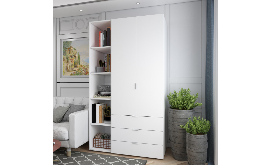 Kleiderschrank Doros Gelar Weiß 2 Türen mit offenem Regal 115,7x49,5x203,4 (42005029)