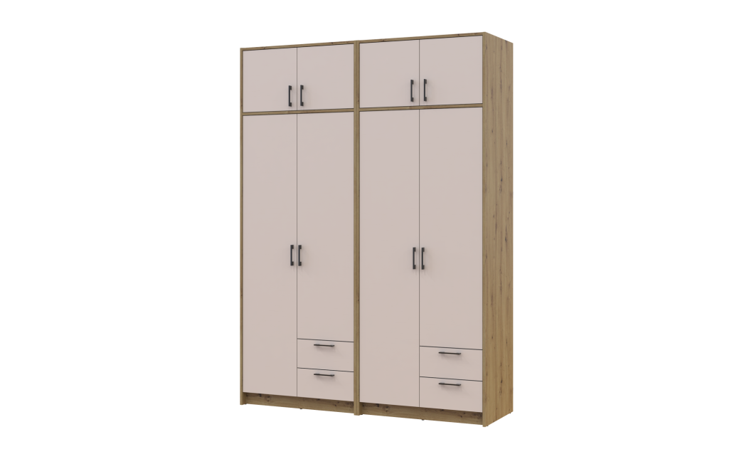 Kleiderschrank mit Aufsatz Doros Rondi Artisan Eiche/Kaschmir 2+2 Türen 164x52x236 (42005664)
