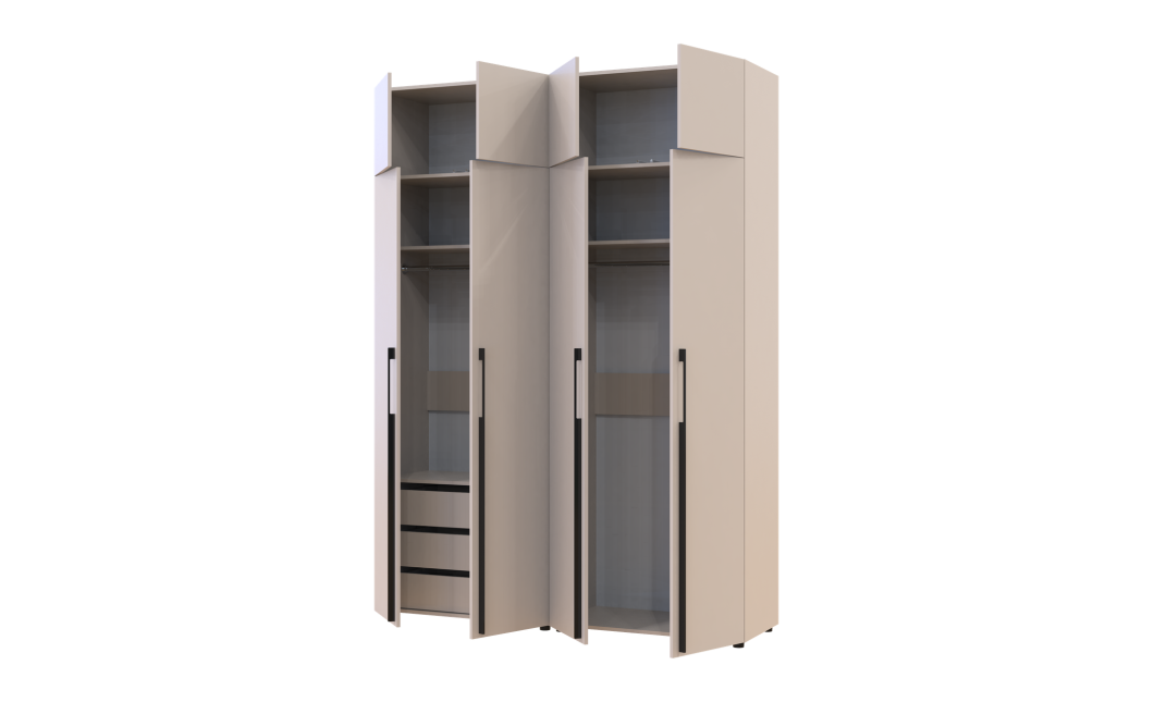 Kleiderschrank mit Schubladen und Aufsatz Doros Kasper Kaschmir 2+2 Türen 180x48x245 (42005542)