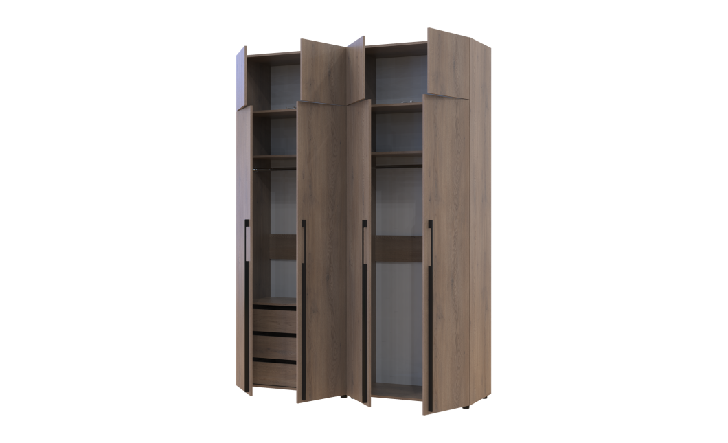 Kleiderschrank mit Schubladen und Aufsatz Doros Kasper Cremona Cannolo 2+2 Türen 180x48x245 (42005543)