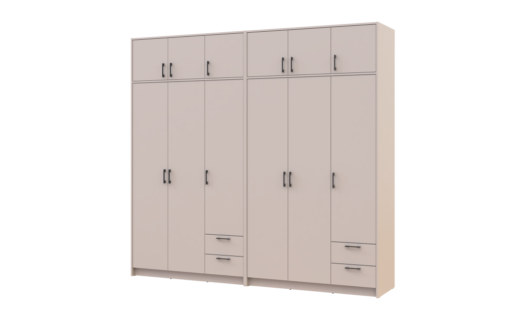 Kleiderschrank mit Aufsatz Doros Rondi Kaschmir 3+3 Türen 242x52x236 (42005634)