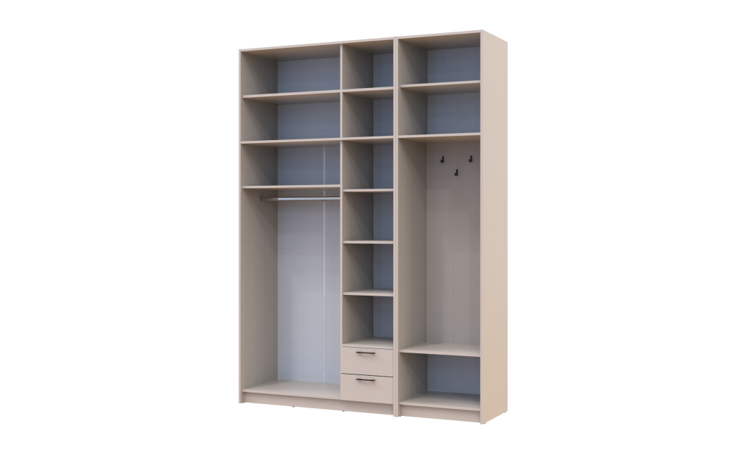 Kleiderschrank Doros Rondi mit Kleiderstange, Spiegel und hohem Oberschrank Kaschmir 3 Türen 181x52x260 (42005407)