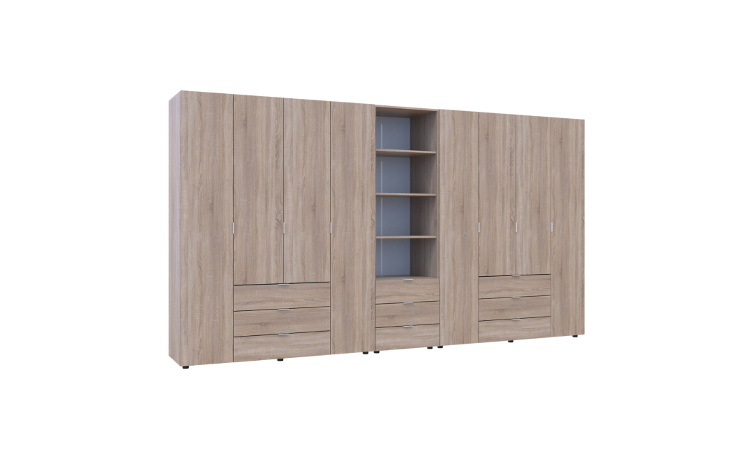 Kleiderschrank Doros Gelar Sonoma Eiche 4+4 Türen Säulenschrank 370x49,5x203,4 (42005185)