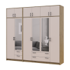 Kleiderschrank mit Spiegel und Aufsatz Doros Rondi Artisan Eiche/Kaschmir 2+4 Türen 242x52x236 (42005669)