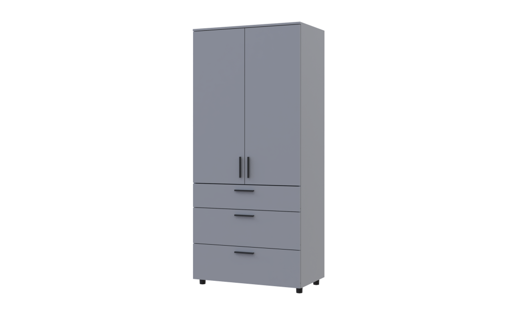 Kleiderschrank Doros Thorn Grau 2 Türen 3 Schubladen Böden 90x51,6x200 (44900442)