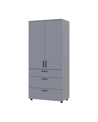 Kleiderschrank Doros Thorn Grau 2 Türen 3 Schubladen Böden 90x51,6x200 (44900442)