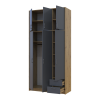Kleiderschrank Doros Rondi mit Drehtüren mit Oberschrank Artisan Eiche / Graphitgrau 3 Türen 121x52x260 (42005187)