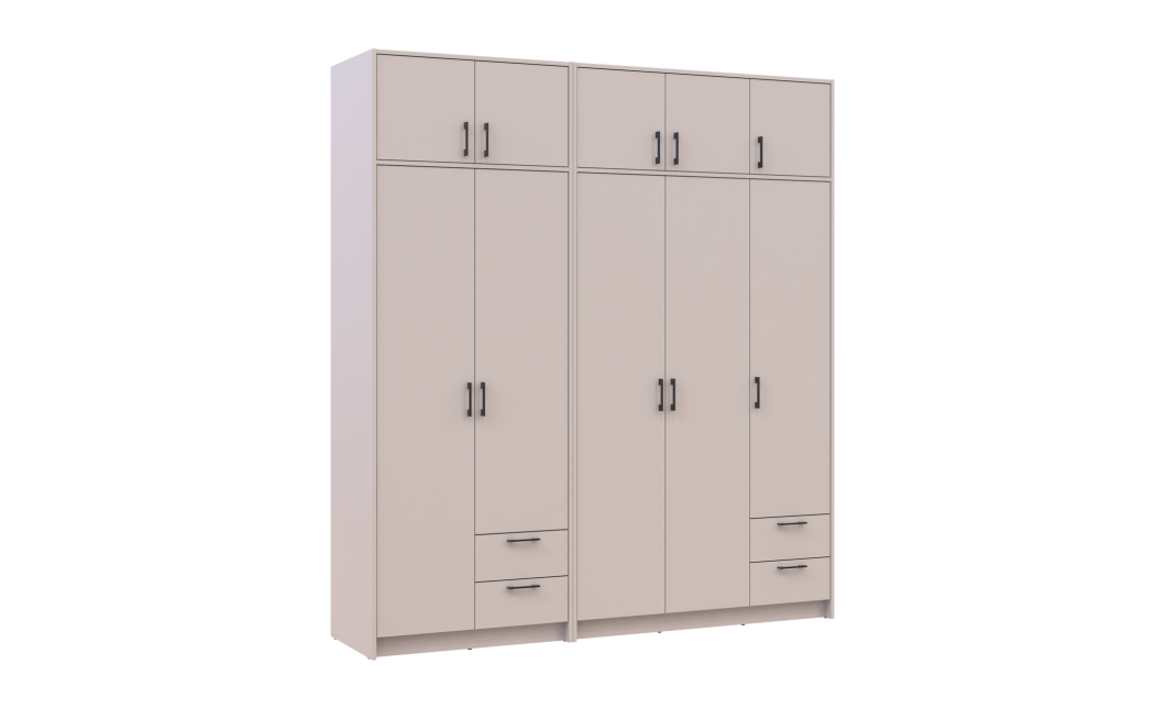 Kleiderschrank mit Aufsatz Doros Rondi Kaschmir 2+3 Türen 203x52x236 (42005630)