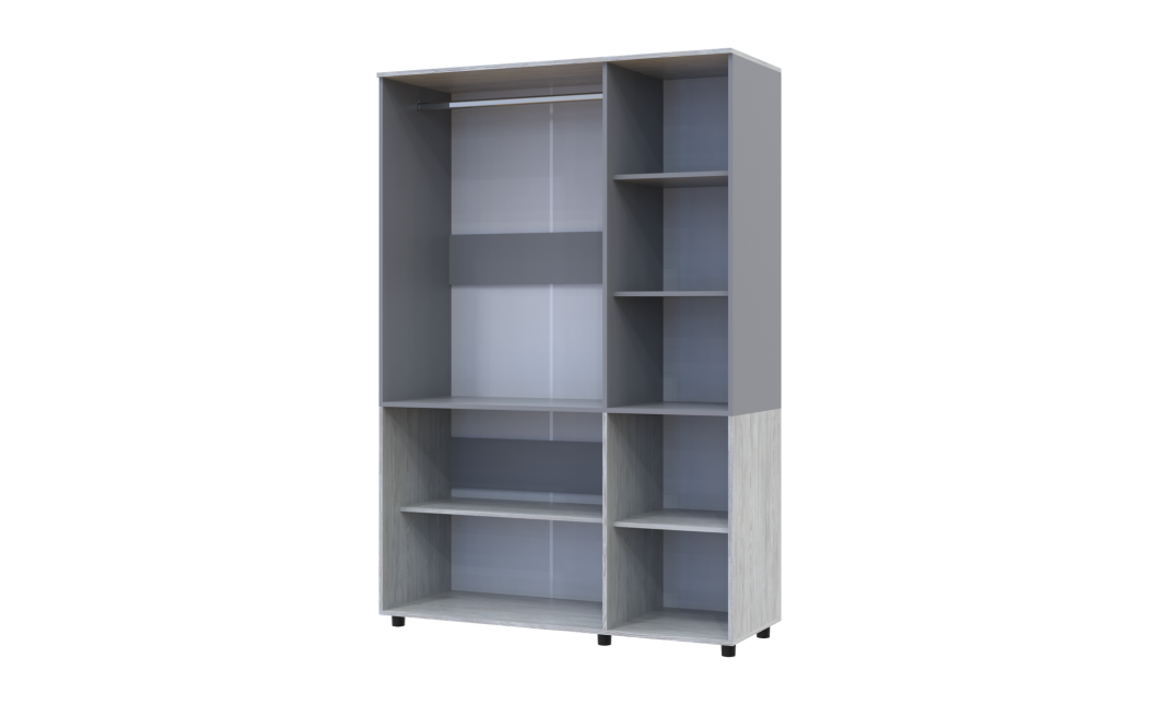 Kleiderschrank Doros Thorn Natti Kiefer/Grau 3 Türen Kleiderstange 135x51,6x200 (44900511)