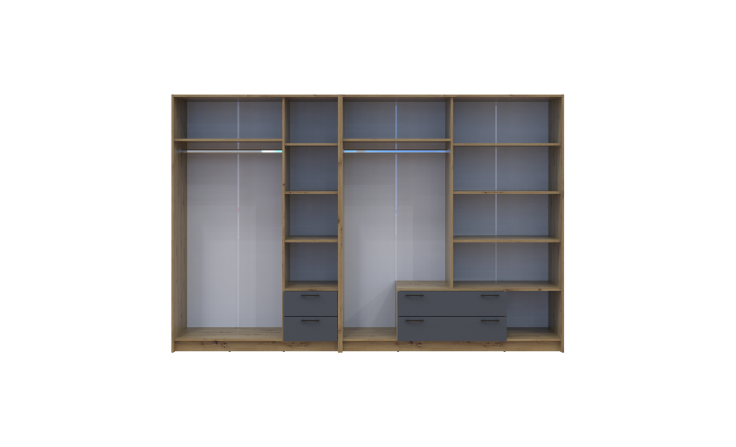 Kleiderschrank mit Spiegel Doros Rondi Artisan Eiche/Graphit 3+4 Türen 281x52x195 (42005697)