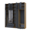 Kleiderschrank Doros Rondi mit Kleiderstange, Spiegel und hohem Oberschrank Artisan Eiche/Graphitgrau 4 Türen 220x52x260 (42005303)