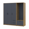 Drehtürenschrank Doros Rondi mit Kleiderstange Artisan Eiche/Graphitgrau 3 Türen 181x52x195 (42005281)