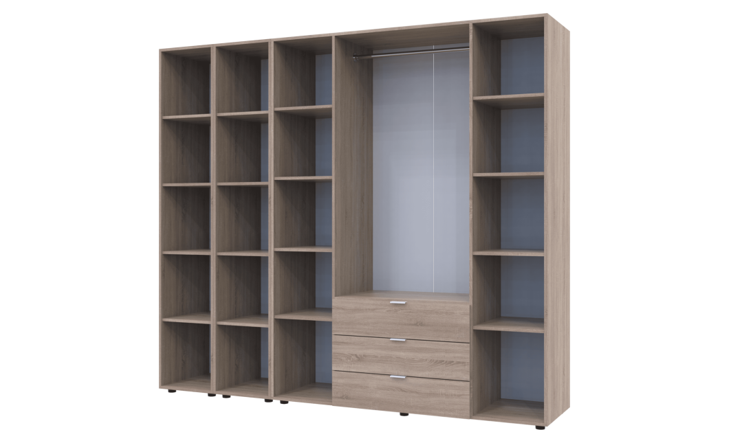 Kleiderschrank Doros Gelar Sonoma Eiche 4 Türen mit 2 offenen Regalböden 231,4x49,5x203,4 (42005050)