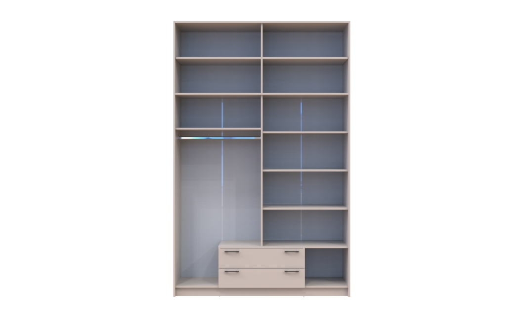 Kleiderschrank Doros Rondi mit Drehtüren mit Oberschrank und Spiegel Kaschmir 4 Türen 160x52x260 (80738489)