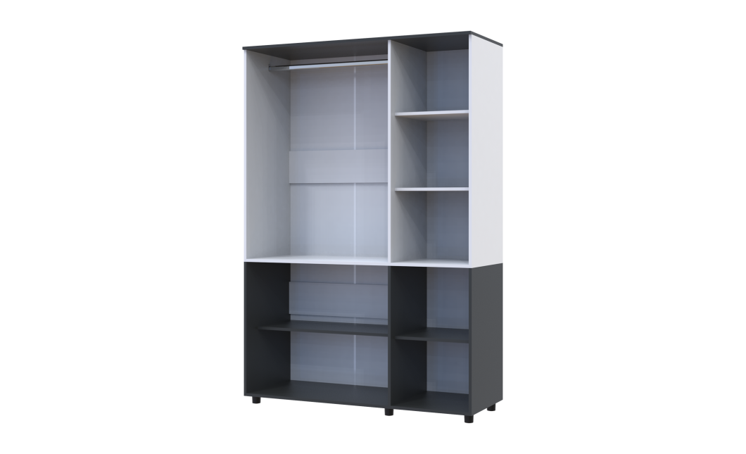 Kleiderschrank Doros Thorn Anthrazit/Weiß 3 Türen Kleiderstange 135x51,6x200 (44900515)