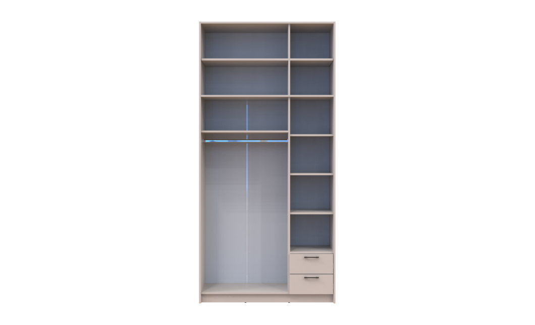 Kleiderschrank Doros Rondi mit Drehtüren mit Oberschrank und Spiegel Kaschmir 3 Türen 121x52x260 (80738486)