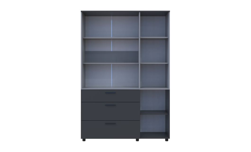 Kleiderschrank Doros Thorn Anthrazit/Grau 3 Türen 3 Schubladen Böden 135x51,6x200 (44900522)