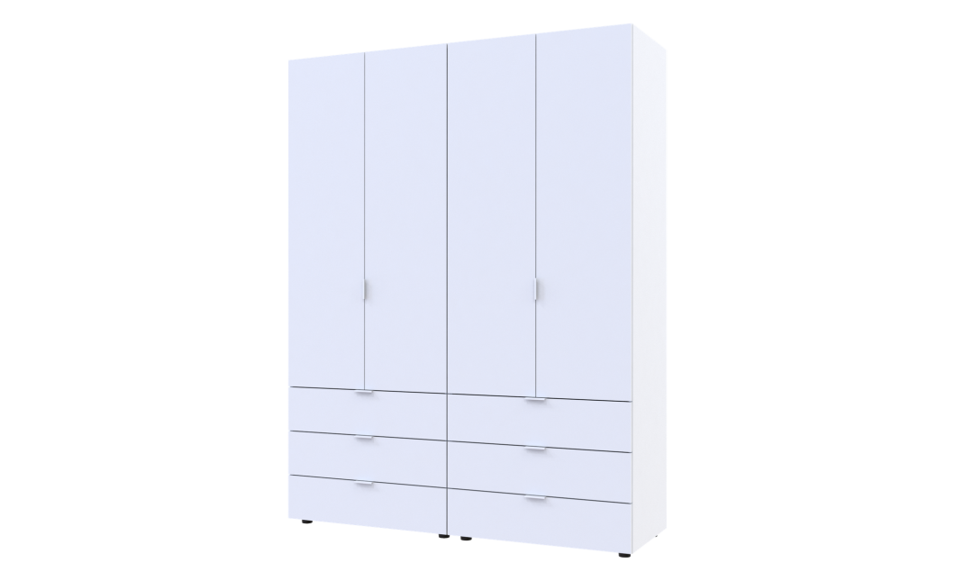 Kleiderschrank Doros Gelar Set mit Drehtüren Weiß 2+2 Türen 155x49,5x203,4 (42002117)