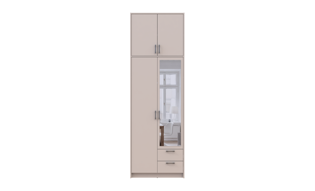 Kleiderschrank Doros Rondi mit Drehtüren mit Oberschrank und Spiegel Kaschmir 2 Türen 82x52x260 (80738483)