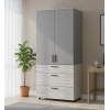 Kleiderschrank Doros Thorn Natti Kiefer/Grau 2 Türen 3 Schubladen Kleiderstange 90x51,6x200 (44900465)