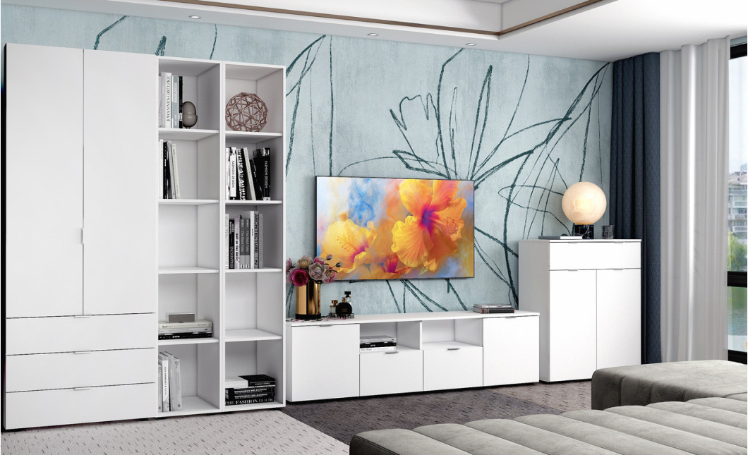 Kommode Doros Ron 2 Weiß 2 Türen 1 Schublade 80x38x100 (41516003)