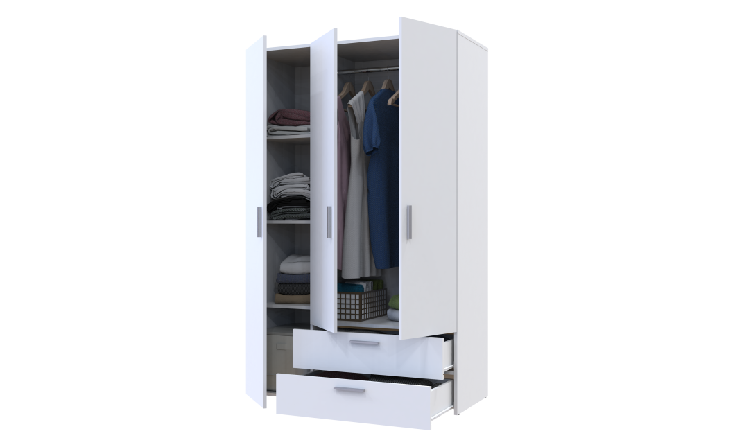 Kleiderschrank Doros Ektor Weiß 3 Türen 116x49,5x180 (80737076)