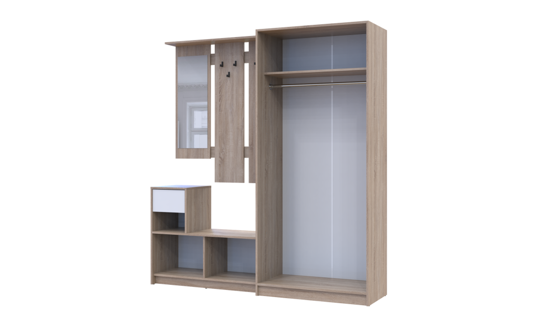 Flurmöbel Set Bela + Kleiderschrank Promo Sonoma Eiche/Weiß 190x48x204 (42005327)