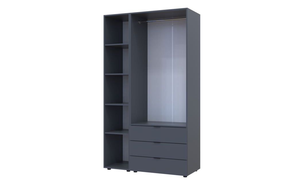 Drehtürenschrank Doros Gelar Graphitgrau 2 Türen mit Spiegel 116,5x49,5x203,4 (42002155)