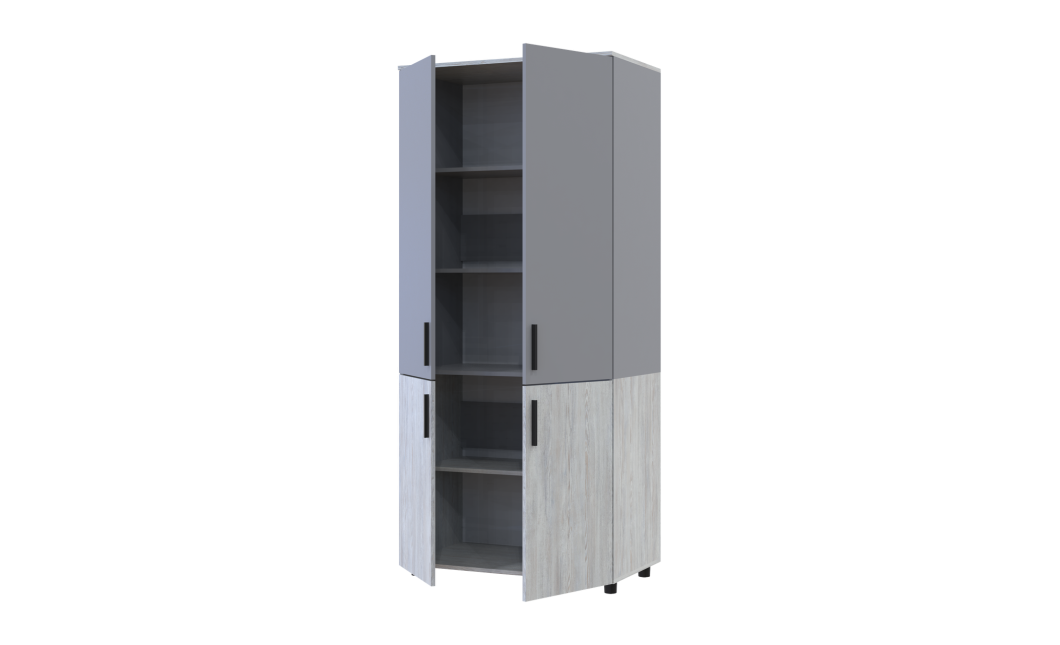Kleiderschrank Doros Thorn Natti Kiefer/Grau 2 Türen Böden 90x51,6x200 (44900464)