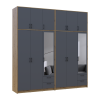 Kleiderschrank mit Spiegel und hohem Aufsatz Doros Rondi Artisan Eiche/Graphit 3+3 Türen 242x52x260 (42005719)