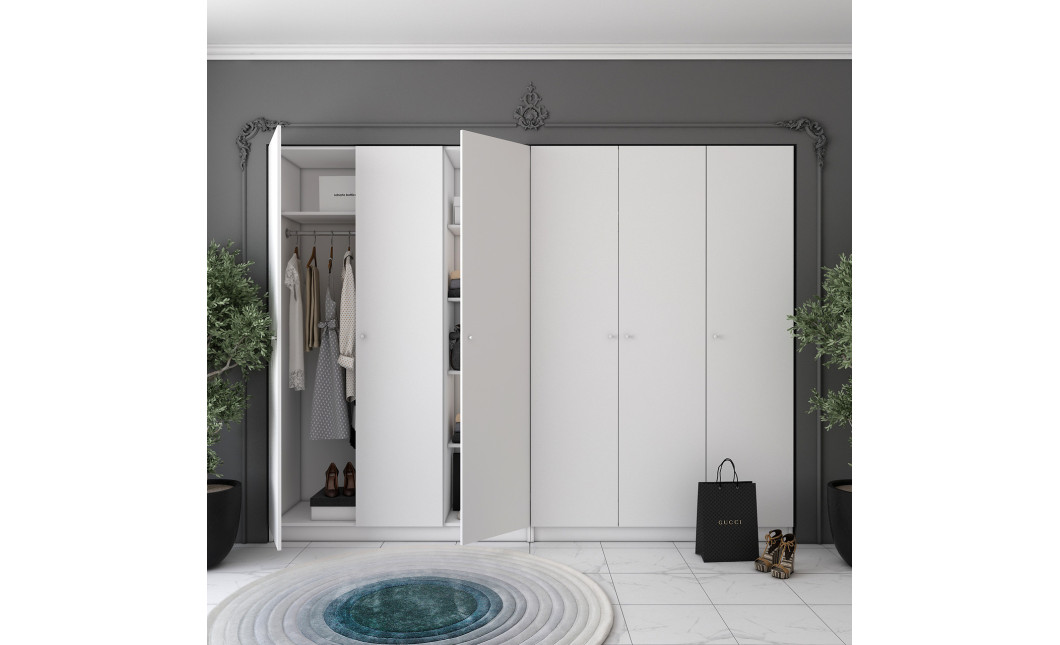 Kleiderschrank Doros Promo mit Drehtüren Weiß 3+3 Türen 270x48x204 (42005006)