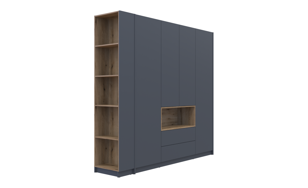 Kleiderschrank Doros Dale mit Drehtüren Anthrazit/Ewok Eiche 4 Türen 234x52x220 (42005339)