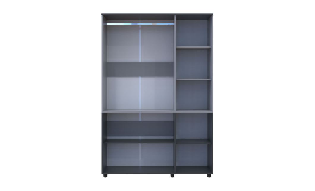 Kleiderschrank Doros Thorn Anthrazit/Grau 3 Türen Kleiderstange 135x51,6x200 (44900519)