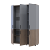 Kleiderschrank Doros Thorn Cremona Cannolo/Grau 3 Türen Kleiderstange 135x51,6x200 (44900503)