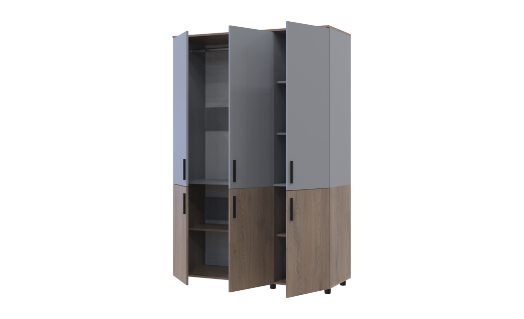 Kleiderschrank Doros Thorn Cremona Cannolo/Grau 3 Türen Kleiderstange 135x51,6x200 (44900503)