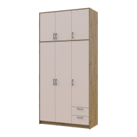 Kleiderschrank Doros Rondi mit Drehtüren mit Oberschrank Artisan Eiche / Kaschmir 3 Türen 121x52x260 (42005193)