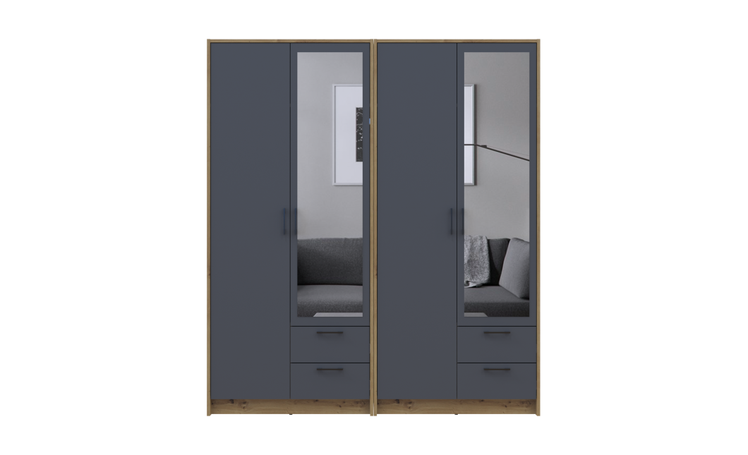Kleiderschrank mit Spiegel Doros Rondi Artisan Eiche/Graphit 2+2 Türen 164x52x195 (42005689)