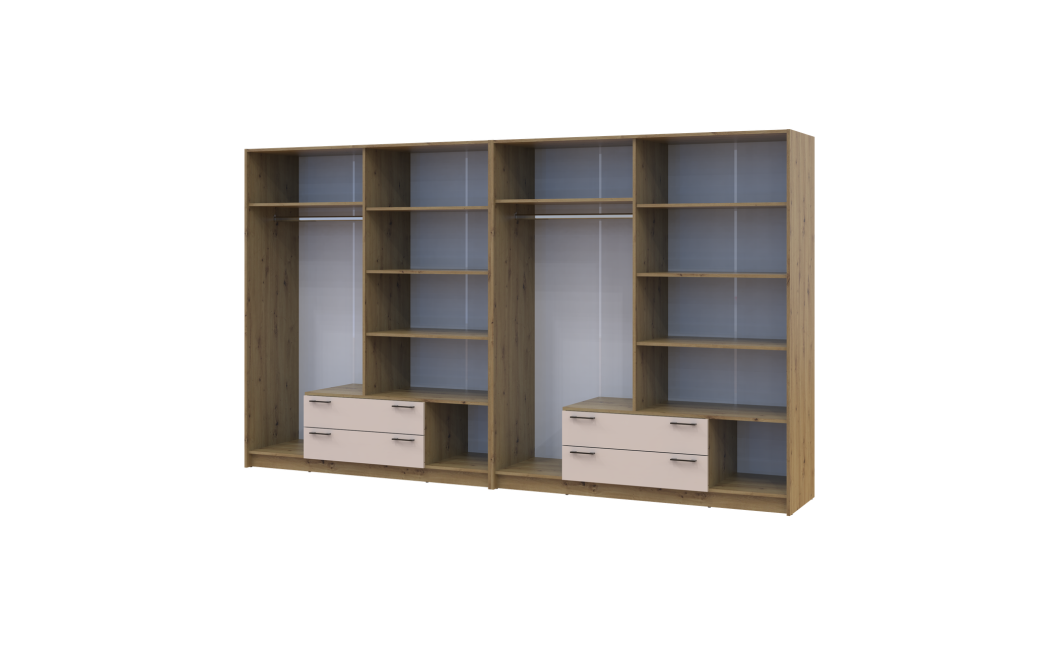 Kleiderschrank mit Spiegel Doros Rondi Artisan Eiche/Kaschmir 4+4 Türen 320x52x195 (42005663)