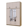 Kleiderschrank Doros Rondi mit Drehtüren mit Oberschrank und Spiegel Artisan Eiche / Kaschmir 4 Türen 160x52x260 (42005197)