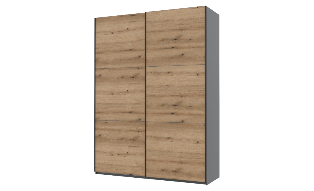 Kleiderschrank Doros G-Caiser Schiebetüren Graphitgrau Ewok Eiche 2 Türen 180x60x240 (42005014)
