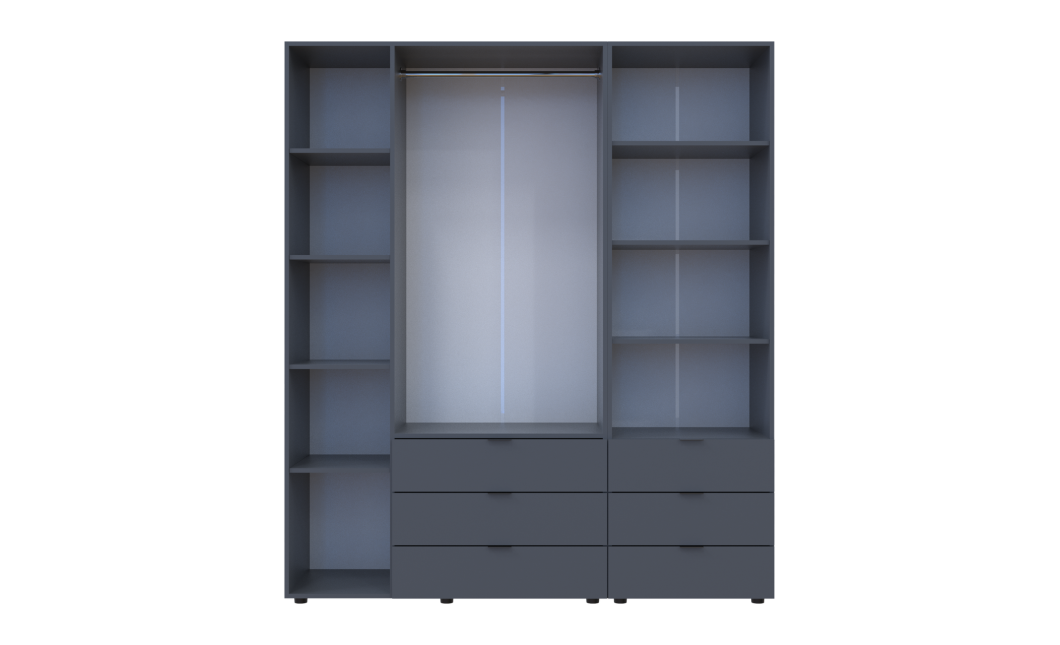 Kleiderschrank Doros Gelar Graphitgrau 3 Türen Säulenschrank 176,2x49,5x203,4 (42005169)