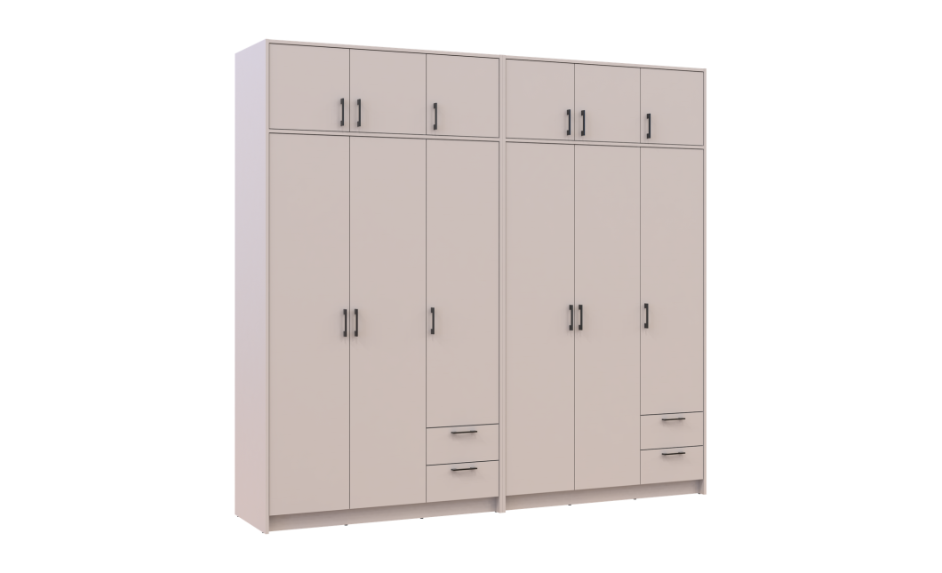 Kleiderschrank mit Aufsatz Doros Rondi Kaschmir 3+3 Türen 242x52x236 (42005634)