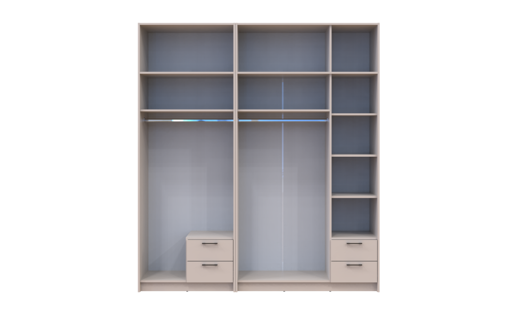 Kleiderschrank mit Spiegel und Aufsatz Doros Rondi Kaschmir 2+3 Türen 203x52x236 (42005631)