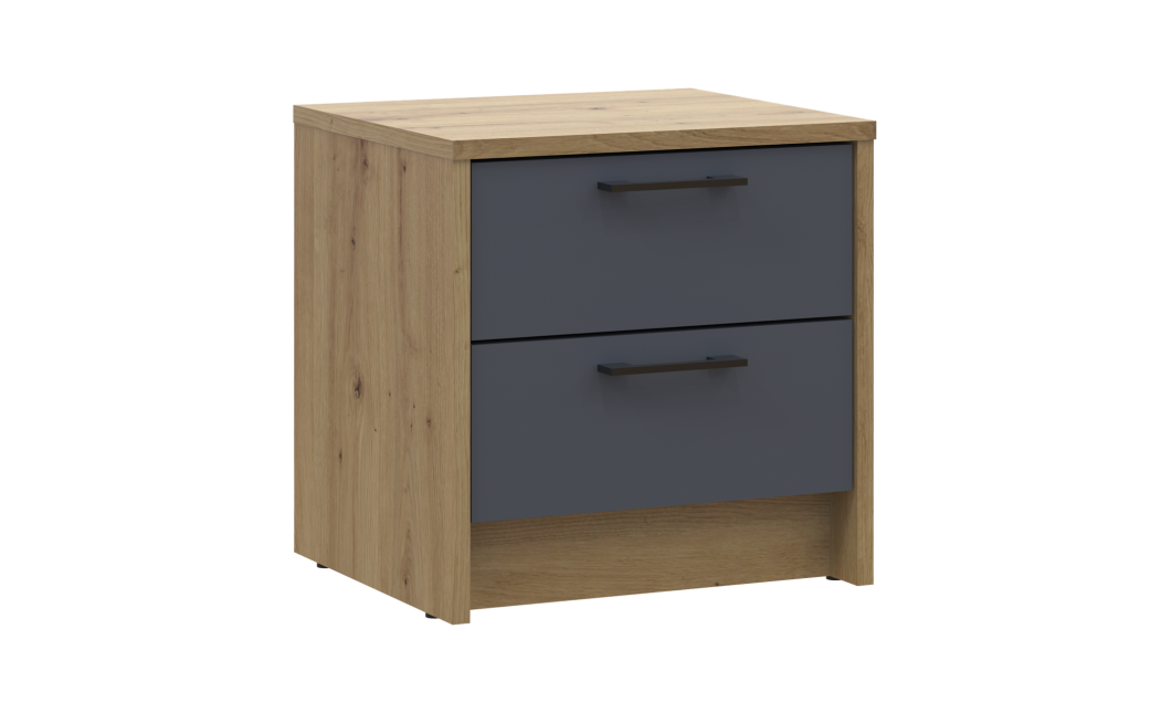 Nachttisch Doros Rondi Eiche Artisan/Anthrazit 2 Schubladen 40x35x40 (41516286)