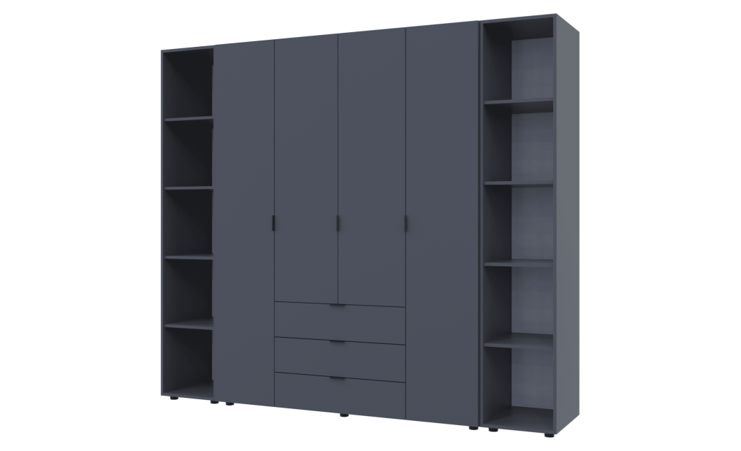 Kleiderschrank Doros Gelar Graphitgrau 4 Türen mit 2 offenen Regalböden 231,4x49,5x203,4 (42005064)