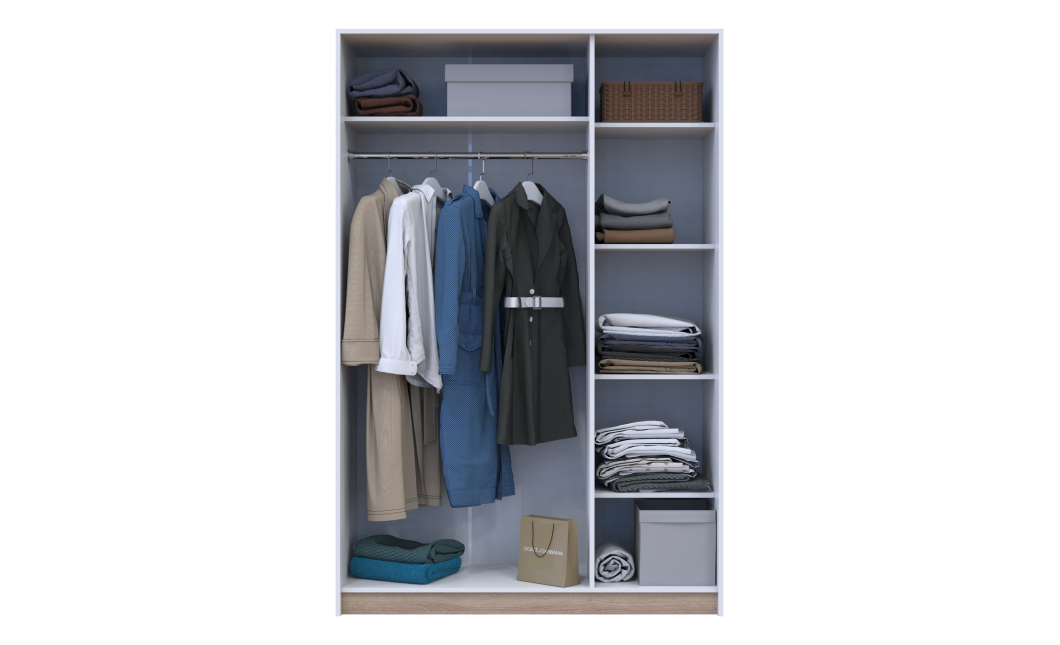 Kleiderschrank Doros Austin mit Drehtüren Weiß 135x51x205 (80737167)