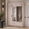 Kleiderschrank Doros Rondi mit Kleiderstange, Spiegel und Oberschrank Kaschmir 2 Türen 142x52x236 (42005403)