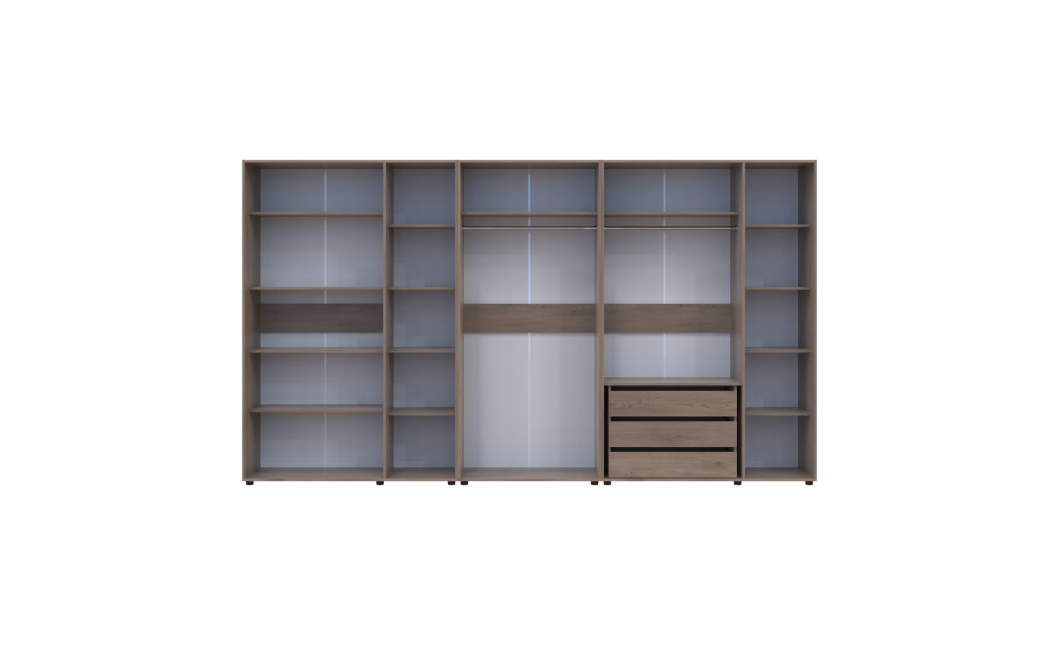Kleiderschrank mit Regalen und Schubladen Doros Kasper Cremona Cannolo 3+2+3 Türen 360x48x204 (42005743)