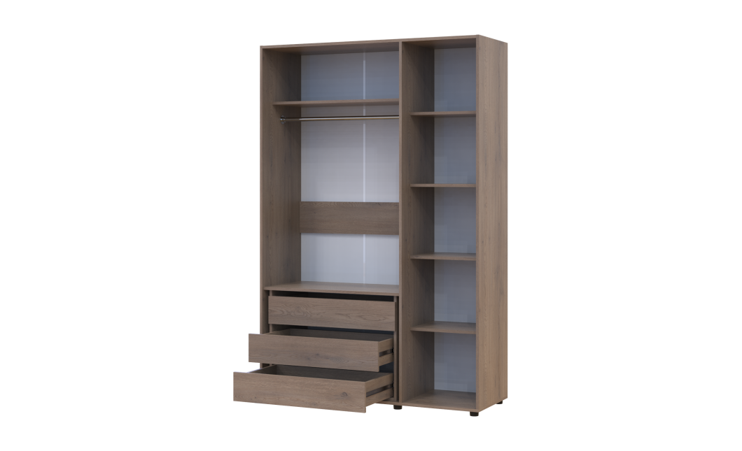 Kleiderschrank mit Schubladen Doros Kasper Cremona Cannolo 3 Türen 135x48x204 (42005560)